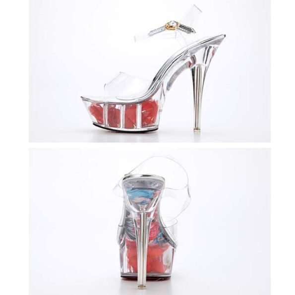 6 Inch Clear Rose Show Sandals-4450