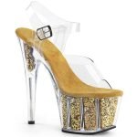 6 Inch High Heel Clear Shiny Sandals-0