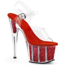 6 Inch High Heel Clear Shiny Sandals-4008