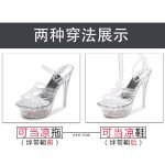 5.5 Inch Lace Transparent Crystal Slippers-0