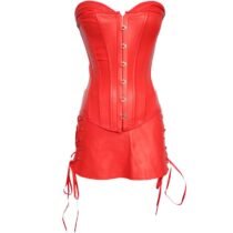 Gothic Latex Overbust Steampunk Corset Bustier Dress-0