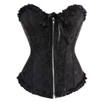 Lace Floral Trim Steel Bone OverBust Corset Top-32362