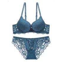 No Steel Ring Women 's Push up Embroidery Bras Set Lace Lingerie Bra and Panties-0