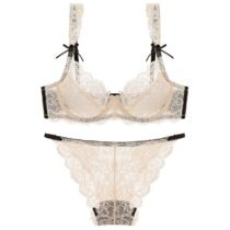 Transparent Women 's Push up Embroidery Bras Set Lace Lingerie Bra and Panties-0