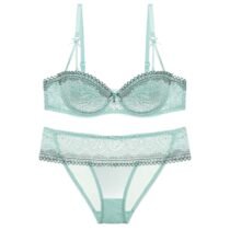 Transparent Women 's Push up Embroidery Bras Set Lace Lingerie Bra and Panties 1643-0