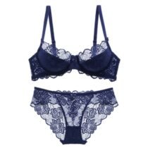 Transparent Women 's Push up Embroidery Bras Set Lace Lingerie Bra and Panties-0