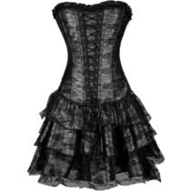 Vintage Lace Overbust Corset Dress Costume-35301