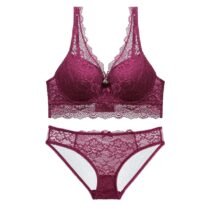 Women 's Push up Embroidery Bras Set Lace Lingerie Bra and Panties-0