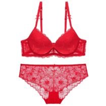 Women's Embroidery Push Up Bra Set Soft Cup Lace Underwear Set-0