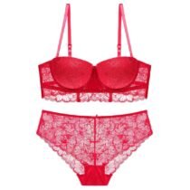 Women's Push Up Bra Set Soft Cup Lace Underwear Set-0