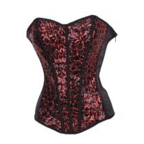 Zipper Steel Boned Jacquard Bustier Corset Top-32111