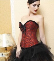 Floral Lace Trim Jacquard Bustier Tops With Straps-31844