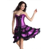 Lace Floral Overbust Corset Dress Costume-0