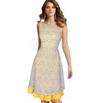 A-Color Two-Tone Lace Dress-0