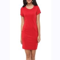 Fashion Cotton Solid Short-Sleeved Slim Dress-47283