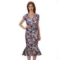 Floral Sleeveless Hip Fish Dress-0