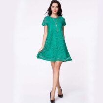 Lace One-Neck Short-Sleeved Dress-0