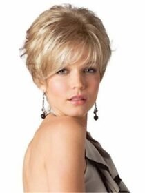 Short Curl Yellow Lady Wig-0