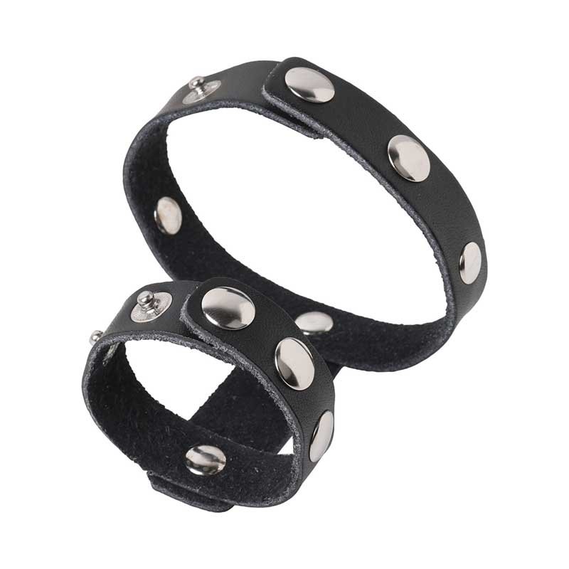 Genuine Leather Two-ring Testicle Cage Erection Enhancing Bondage