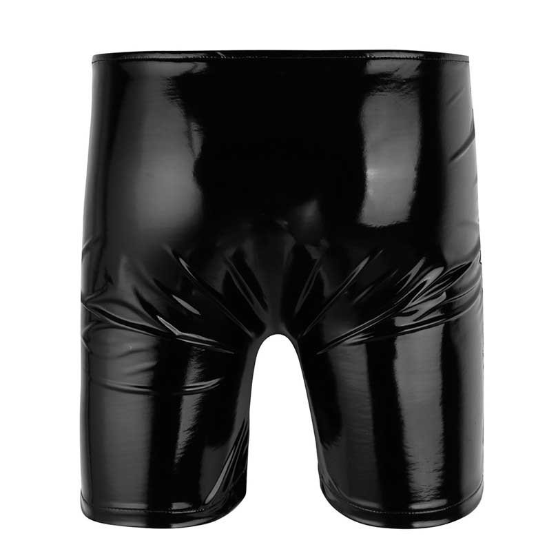 Black Latex Shiny Wetlook Leather Erotic Short Pants Open Penis Hole