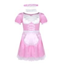 3Pcs Sissy Maid Uniform Fancy Dress with Choker and Headband-0
