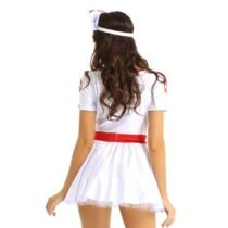 Erotic Nurse Short Sleeves Tutu Fancy Dress with Headband Belt-56410