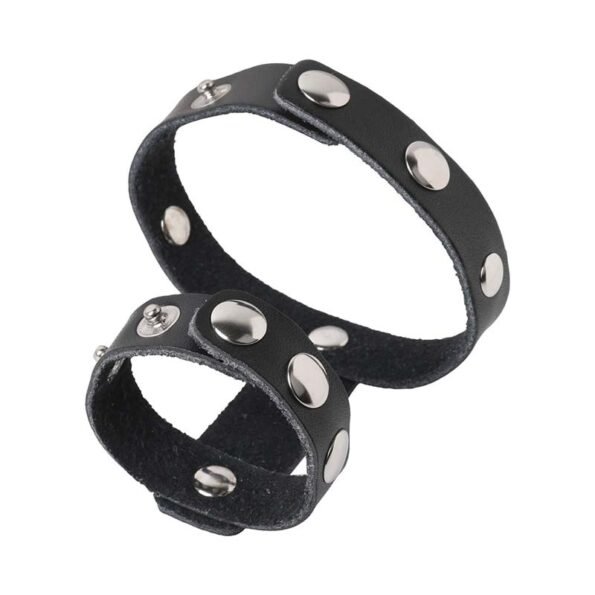 Genuine Leather Two-ring Testicle Cage Erection Enhancing Bondage-56882