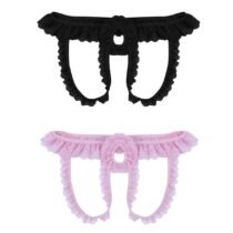 Lace Frilly Crotchless Open Back Sissy Panties with Open Hole-57101