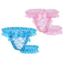 Lace Frilly Satin Ruffled High Cut G-string Sissy Panty-57109