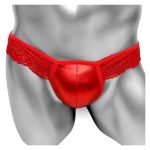 Lace Funny Shiny Faux Leather Open Back Sissy Panty-0