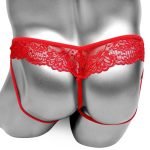 Lace Funny Shiny Faux Leather Open Back Sissy Panty-0