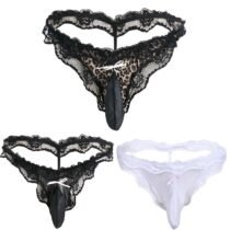 Low-waisted Bulge Pouch Leopard G-string Pouch Panty-57364