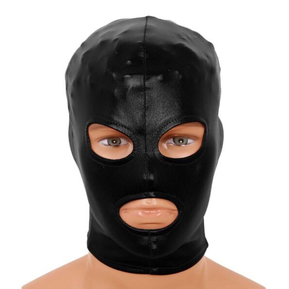 Unisex Cosplay Shiny Metallic Open Eyes and Mouth Headgear Hood Mask-59245