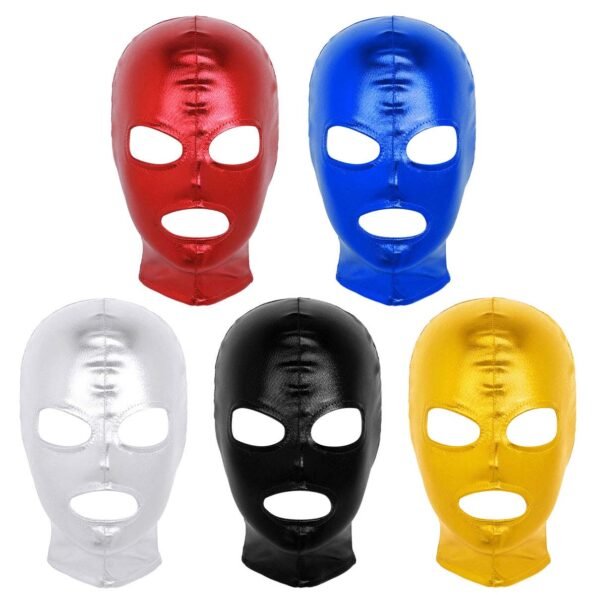 Unisex Cosplay Shiny Metallic Open Eyes and Mouth Headgear Hood Mask-59248