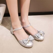 1 Inch Bowknot Round Toe Ankle Strap Sweet Sandal-0
