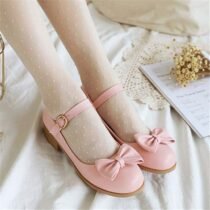 1 Inch Cute Lovely Bow Tie Ankle Strap Pump-0