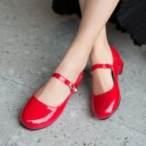 1 Inch Cute Round Toe Patent Leather Shallow Low Pump-0