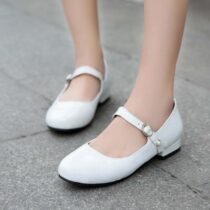 1 Inch Cute Round Toe Patent Leather Shallow Low Pump-59907