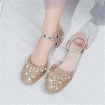 1 Inch Sweet Pretty String Beads Sequined Ankle Strap Sandal-0