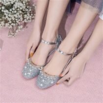 1 Inch Sweet Pretty String Beads Sequined Ankle Strap Sandal-60056