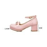 2 Inch Ankle Strap Bowknot Shallow Round Toe Pump-0