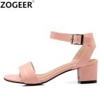 2 Inch Ankle Strap Sweet Pu Leather Sandal-0