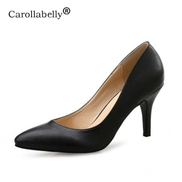 2 Inch Genuine Leather Thin Heel Pointed Pump-0