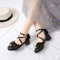 2 Inch Sweet Lolita Mary Jane Bowtie Cross Strappy Sandal-60553