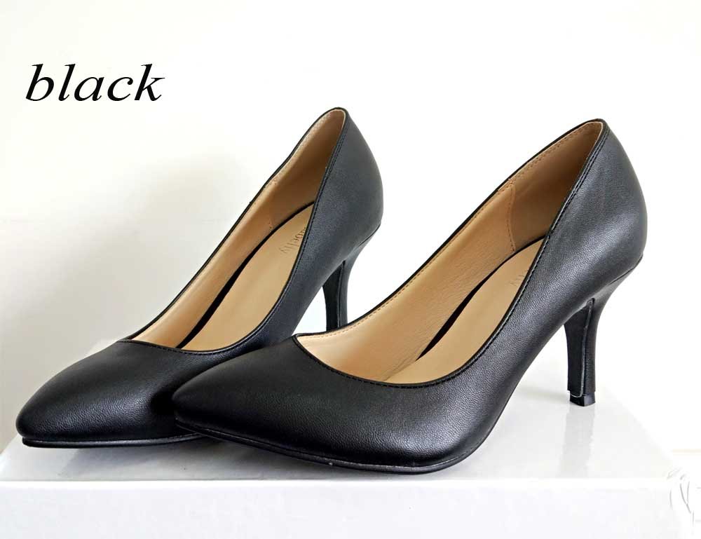 2 Inch Genuine Leather Thin Heel Pointed Pump