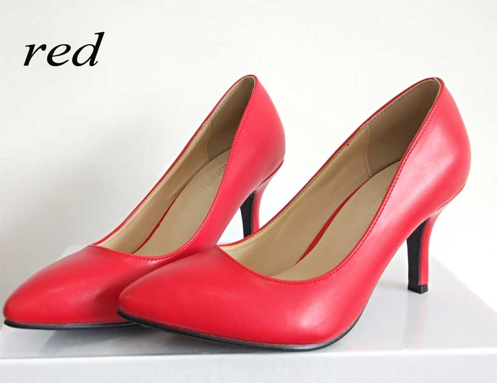 2 Inch Genuine Leather Thin Heel Pointed Pump