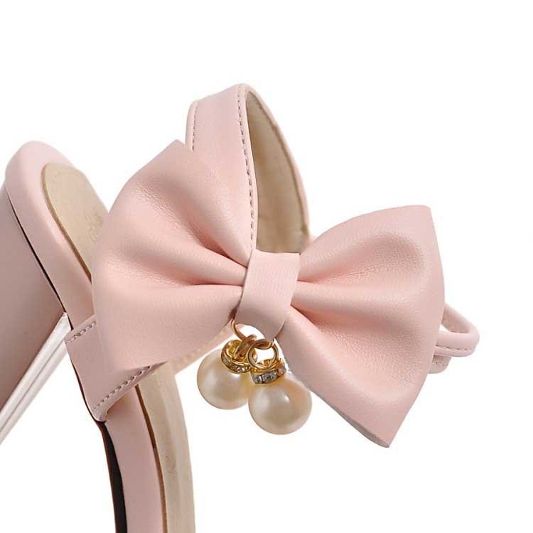 4 Inch Sweet Bowtie Square Heels Sandal