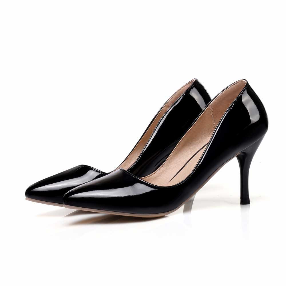 2 Inch Patent Leather Pointed Toe Shallow Pump