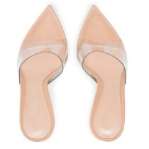 3 Inch PVC Transparent Pointed Open Toed Slipper-60772