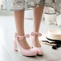 3 Inch Sweet Butterfly-knot Square Dress Pump-0